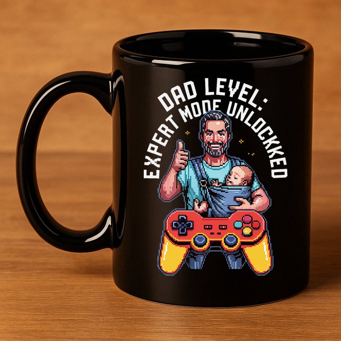 Gamer Dad  Achievement Unlocked Fatherhood 11oz C Handle Ceramic Mug