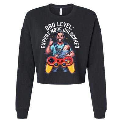 Gamer Dad  Achievement Unlocked Fatherhood Cropped Pullover Crew