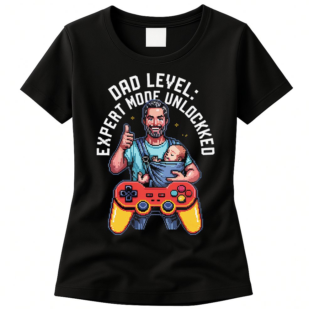 Gamer Dad  Achievement Unlocked Fatherhood Womens T-Shirt