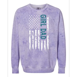 Girl Dad American Flag Colorblast Crewneck Sweatshirt