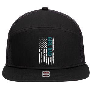 Girl Dad American Flag 7 Panel Mesh Trucker Snapback Hat