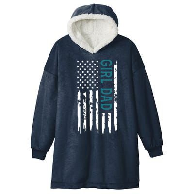 Girl Dad American Flag Hooded Wearable Blanket