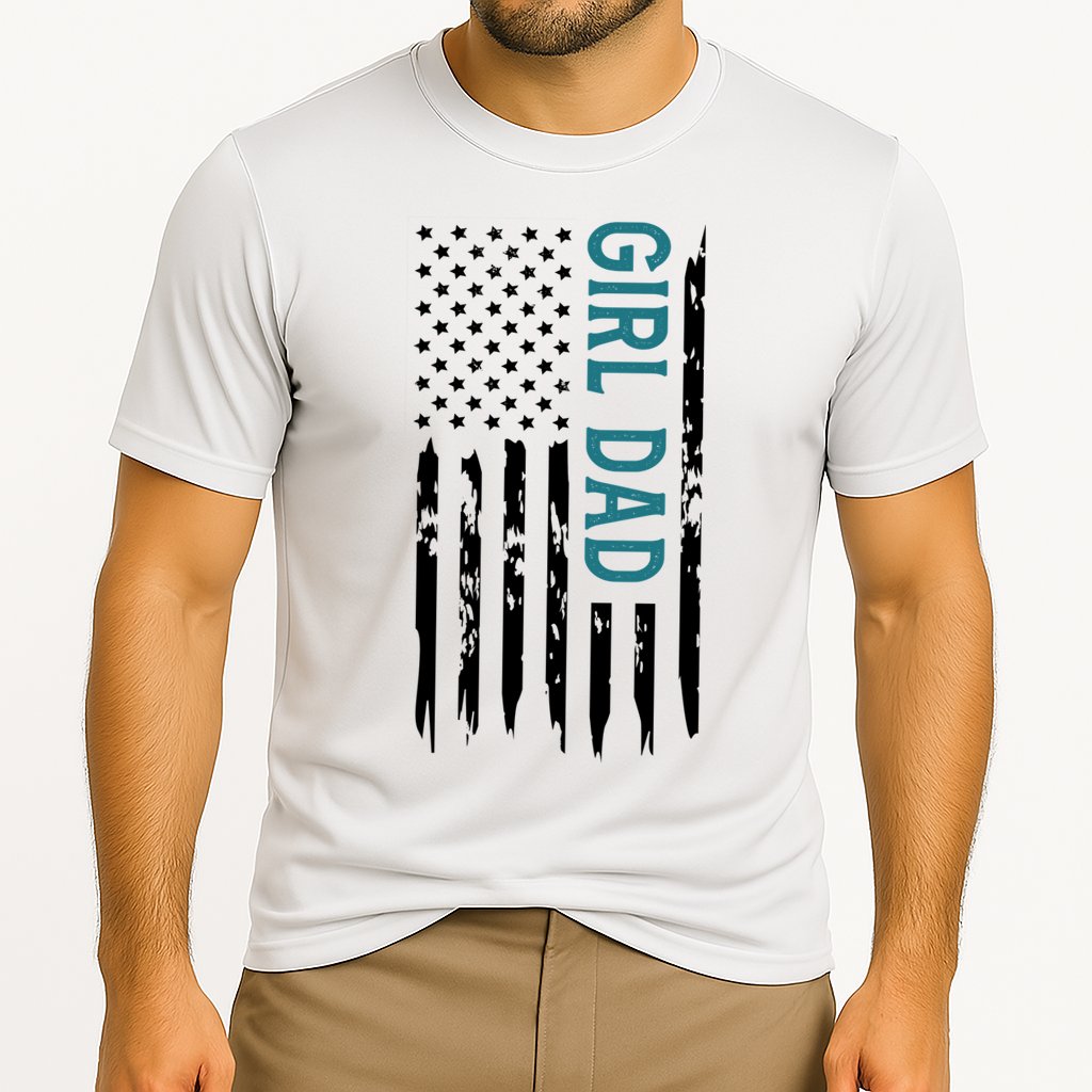 Girl Dad American Flag Cooling Performance Crew T-Shirt
