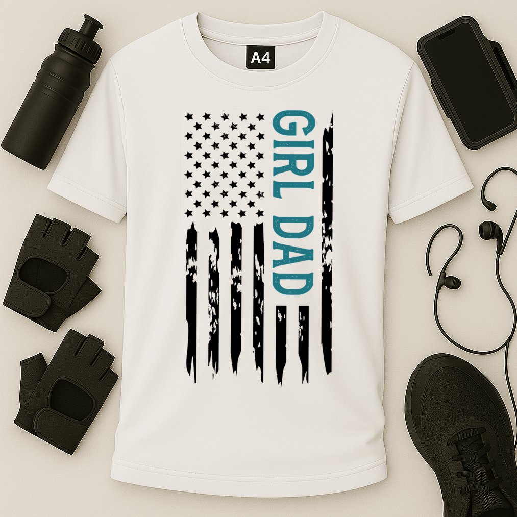 Girl Dad American Flag Cooling Performance Crew T-Shirt