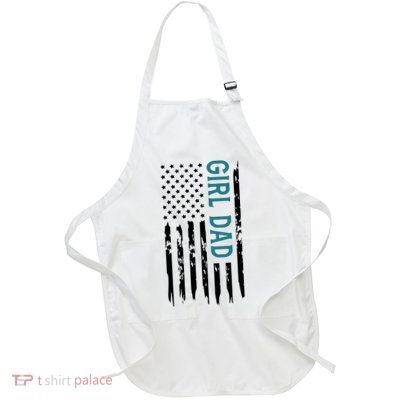 Girl Dad American Flag Full-Length Apron With Pockets