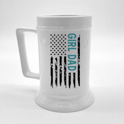 Girl Dad American Flag Beer Stein