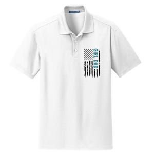 Girl Dad American Flag Dry Zone Grid Polo