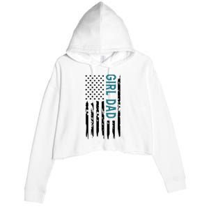 Girl Dad American Flag Crop Fleece Hoodie