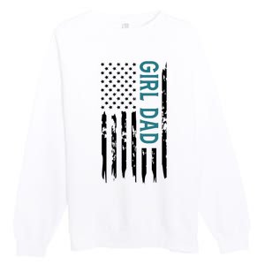 Girl Dad American Flag Premium Crewneck Sweatshirt