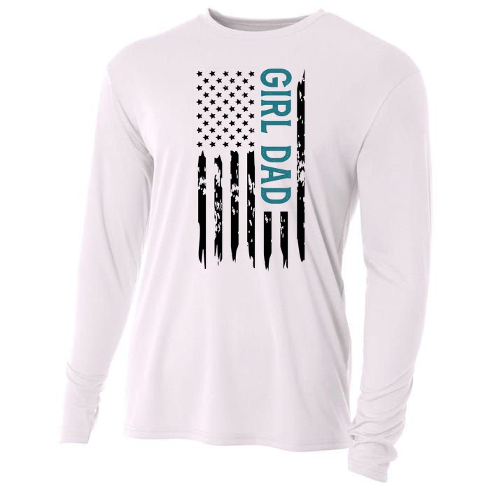 Girl Dad American Flag Cooling Performance Long Sleeve Crew