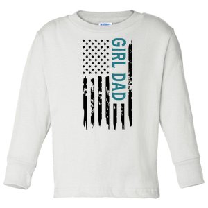 Girl Dad American Flag Toddler Long Sleeve Shirt