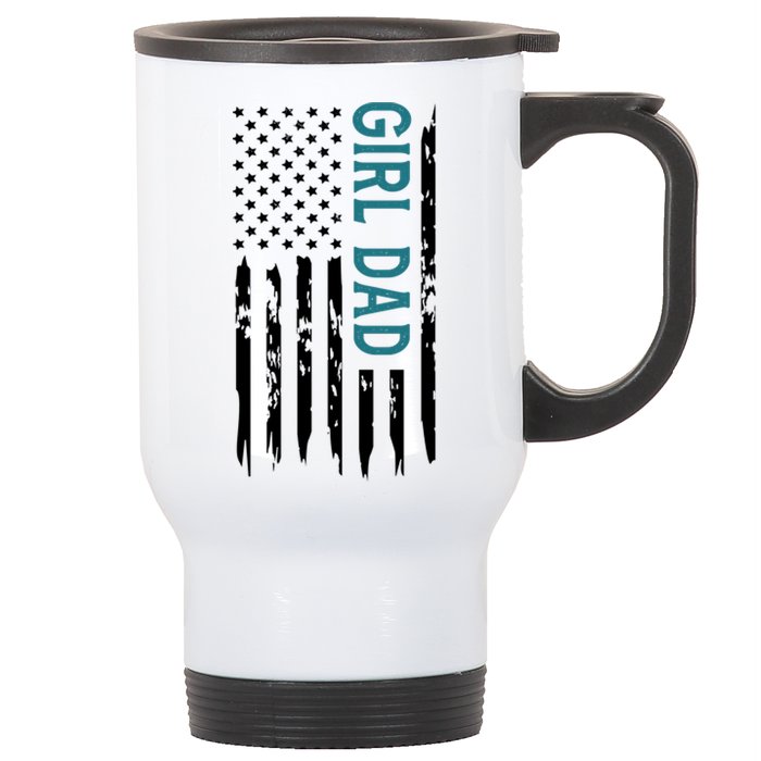 Girl Dad American Flag Stainless Steel Travel Mug