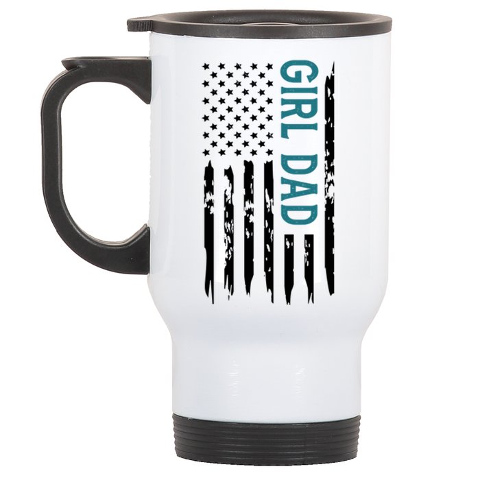 Girl Dad American Flag Stainless Steel Travel Mug