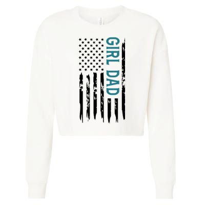 Girl Dad American Flag Cropped Pullover Crew