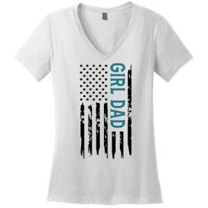 Girl Dad American Flag Women's V-Neck T-Shirt