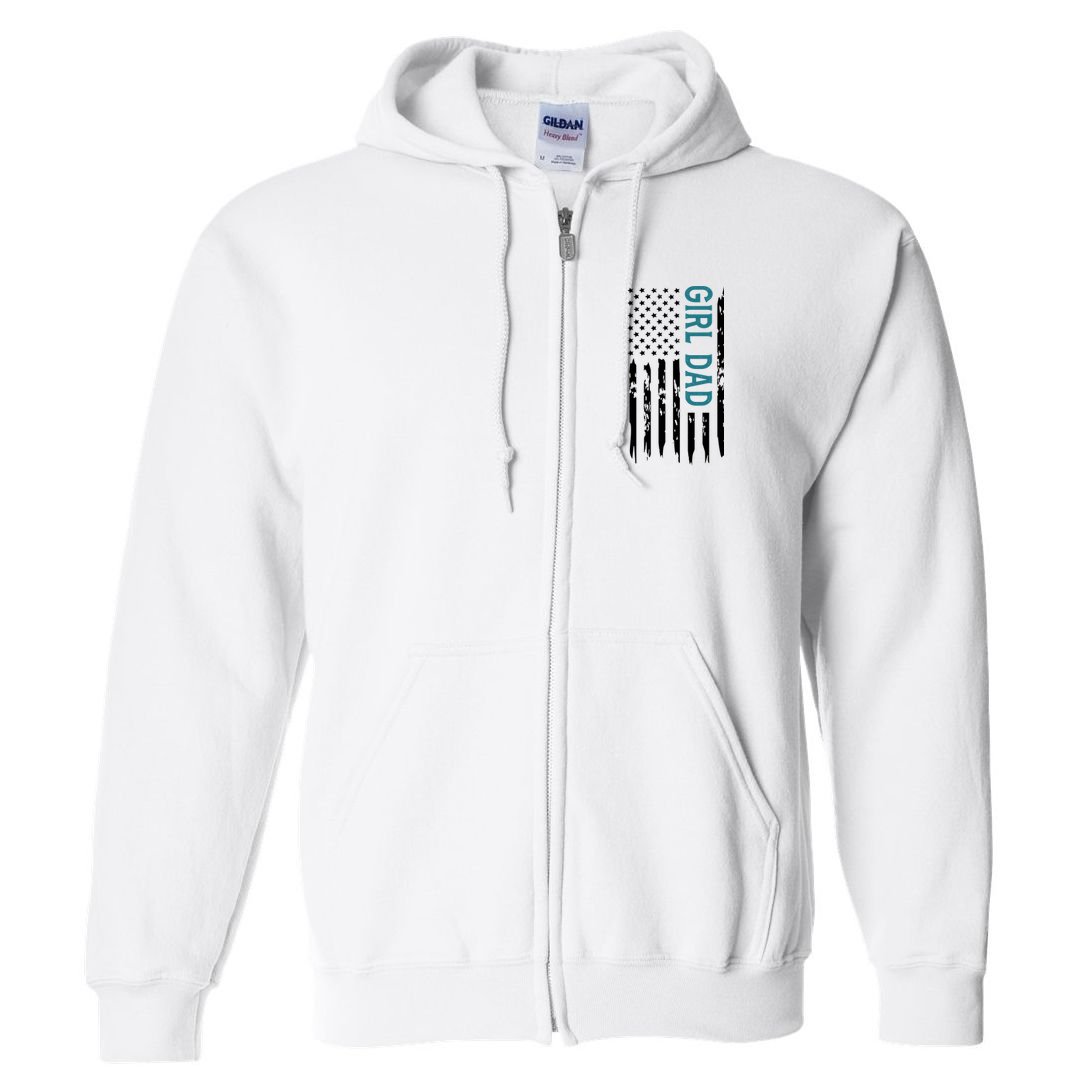 Girl Dad American Flag Full Zip Hoodie