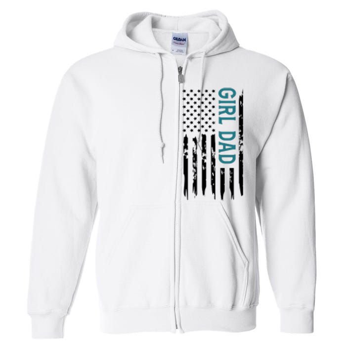 Girl Dad American Flag Full Zip Hoodie