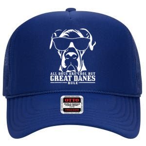 Great Dane All Dogs Are Cool Great Danes Rule Funny High Crown Mesh Back Trucker Hat