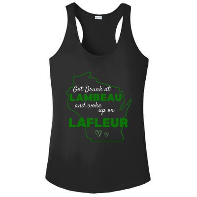 Got Drunk At Lambeau And Woke Up On Lafleur Fans Ladies PosiCharge Competitor Racerback Tank