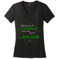 Got Drunk At Lambeau And Woke Up On Lafleur Fans Women's V-Neck T-Shirt