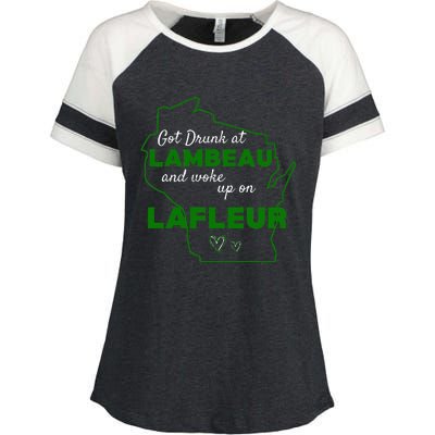 Got Drunk At Lambeau And Woke Up On Lafleur Fans Enza Ladies Jersey Colorblock Tee