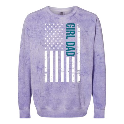 Girl Dad American Flag Colorblast Crewneck Sweatshirt