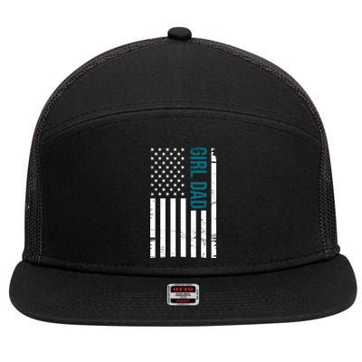 Girl Dad American Flag 7 Panel Mesh Trucker Snapback Hat