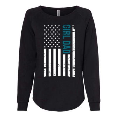 Girl Dad American Flag Womens California Wash Sweatshirt