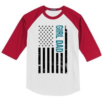 Girl Dad American Flag Kids Colorblock Raglan Jersey