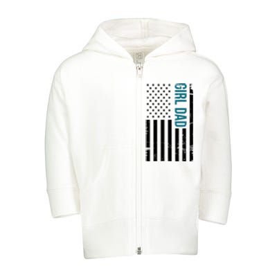 Girl Dad American Flag Toddler Zip Fleece Hoodie