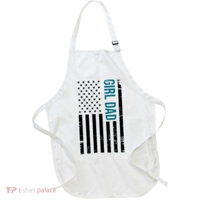 Girl Dad American Flag Full-Length Apron With Pockets