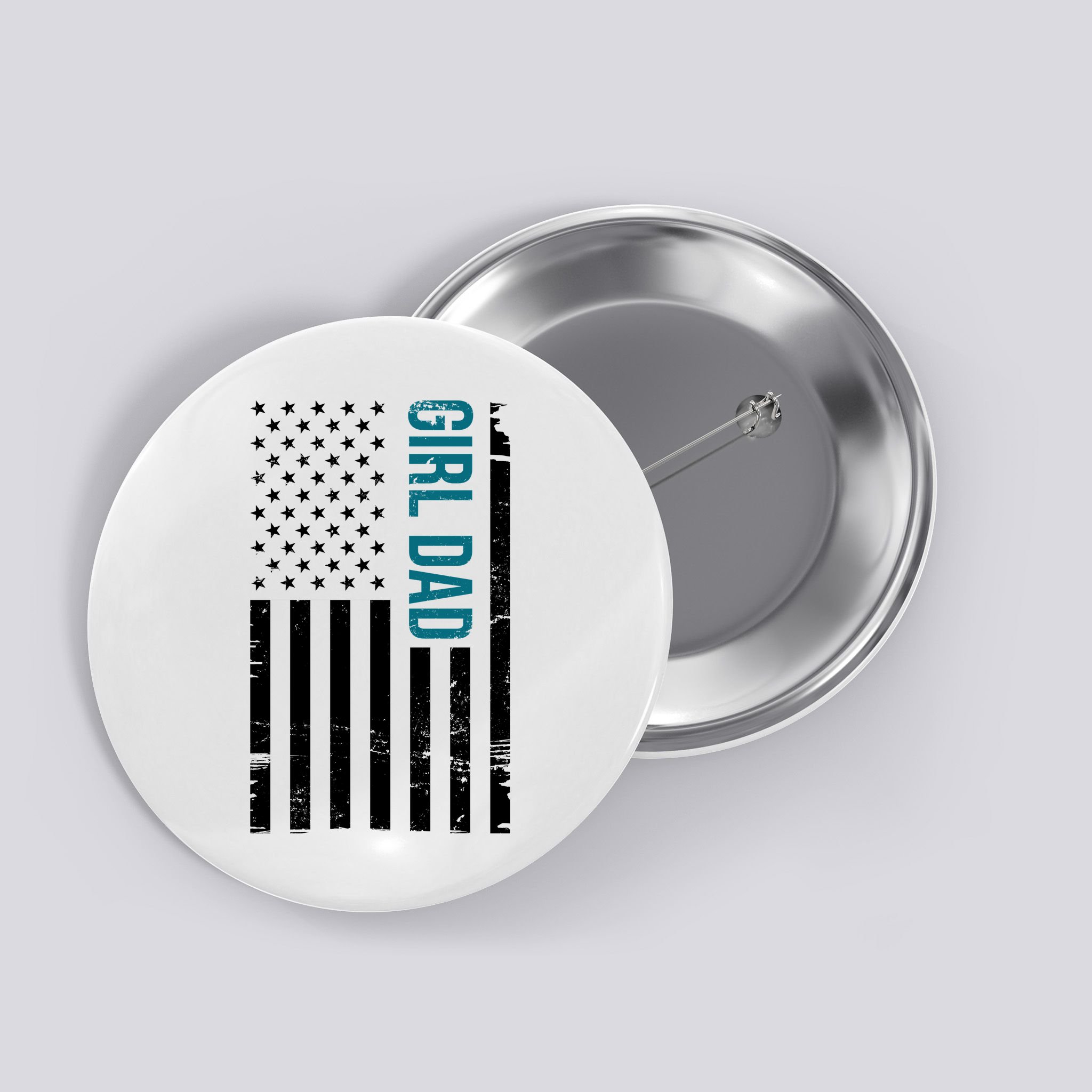 Girl Dad American Flag Button