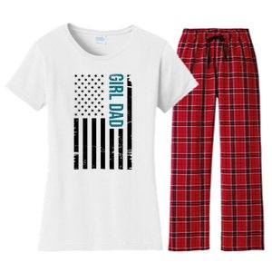 Girl Dad American Flag Women's Flannel Pajama Set