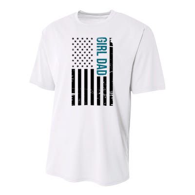 Girl Dad American Flag Youth Performance Sprint T-Shirt