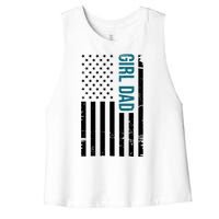 Girl Dad American Flag Women's Racerback Cropped Tank