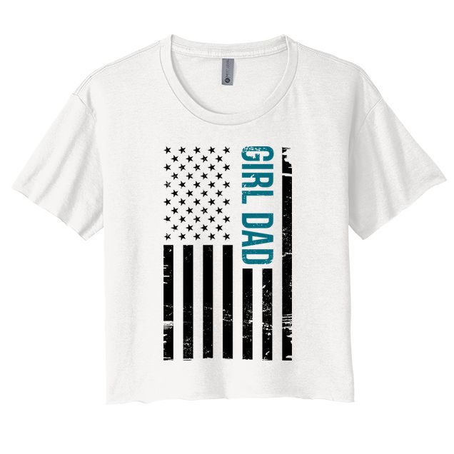Girl Dad American Flag Women's Crop Top Tee