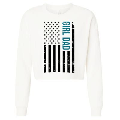 Girl Dad American Flag Cropped Pullover Crew