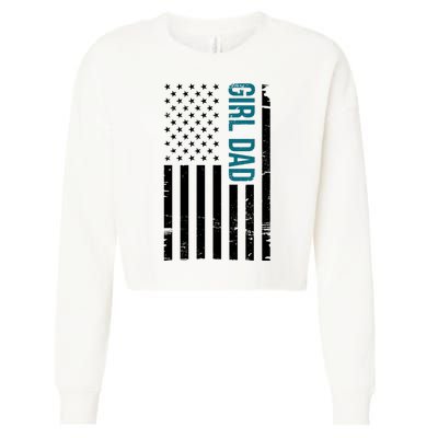 Girl Dad American Flag Cropped Pullover Crew