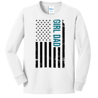 Girl Dad American Flag Kids Long Sleeve Shirt