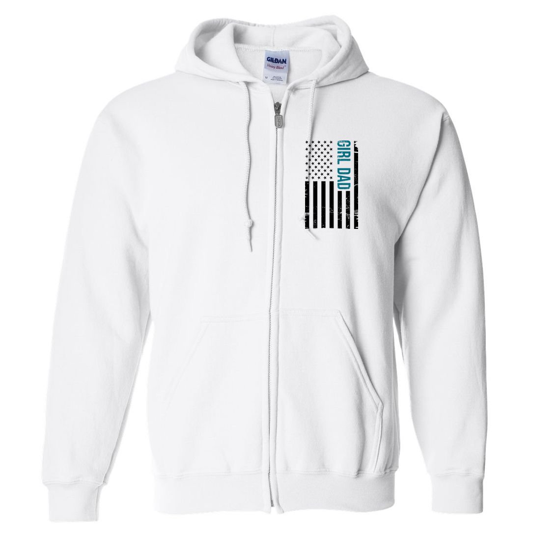 Girl Dad American Flag Full Zip Hoodie