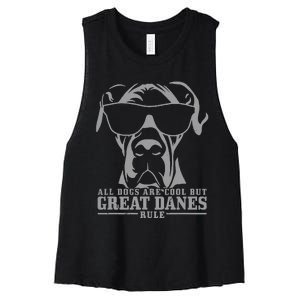 Great Dane All Dogs Are Cool Great Danes Rule Funny Women's Racerback Cropped Tank