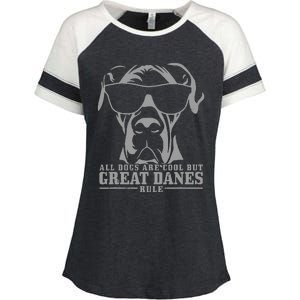 Great Dane All Dogs Are Cool Great Danes Rule Funny Enza Ladies Jersey Colorblock Tee