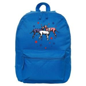 Great Dane American Flag 4Th Of July Gift 16 in Basic Backpack