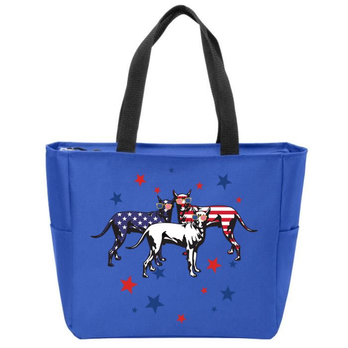 Great Dane American Flag 4Th Of July Gift Zip Tote Bag