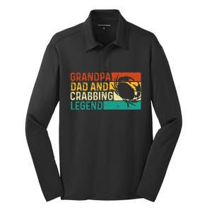 Grandpa Dad And Crabbing Legend FatherS Day Crabber Crabs Silk Touch Performance Long Sleeve Polo