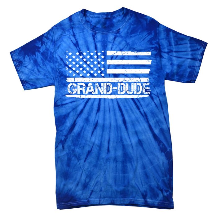 Grand Dude American Flag Fathers Day Grandpa Gift Great Gift Tie-Dye T-Shirt