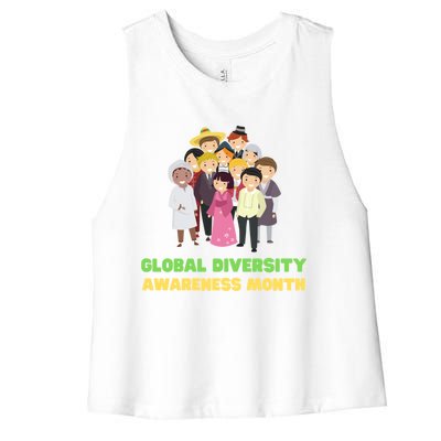 Global Diversity Awareness Month Meaningful Gift Women's Racerback Cropped Tank