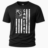 Game Day American Flag Football Lover Cooling Performance Crew T-Shirt