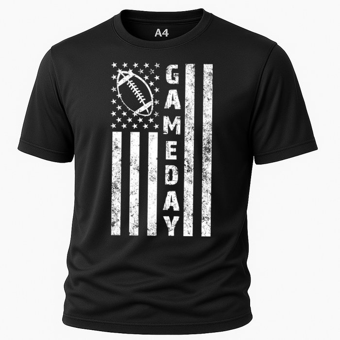 Game Day American Flag Football Lover Cooling Performance Crew T-Shirt