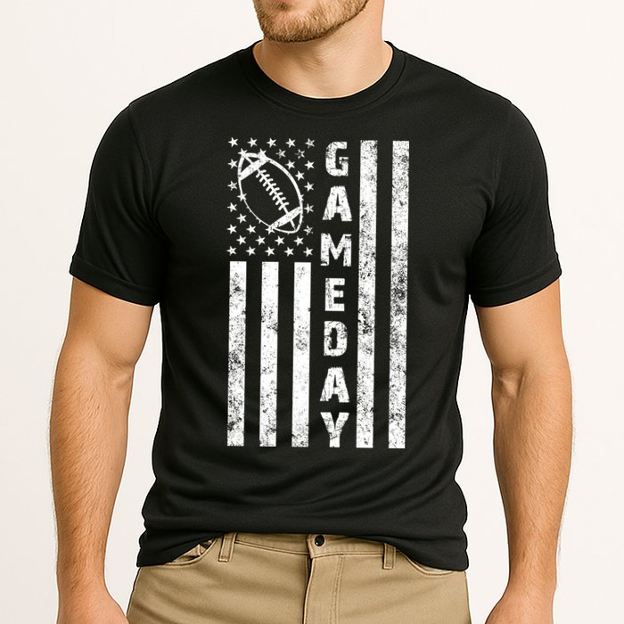 Game Day American Flag Football Lover Cooling Performance Crew T-Shirt
